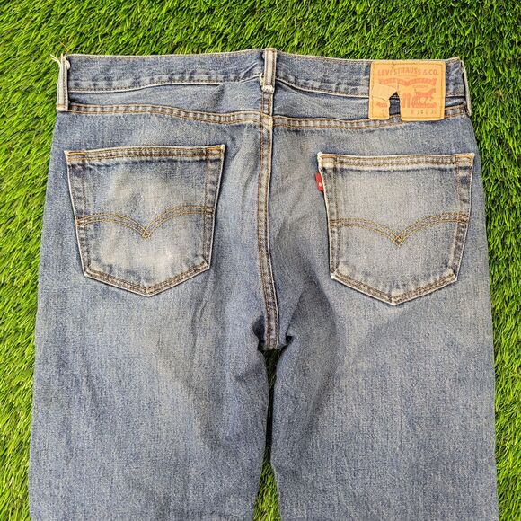 LEVIS 505 Straight Jeans 34x30 Faded Blue - Picture 15 of 16
